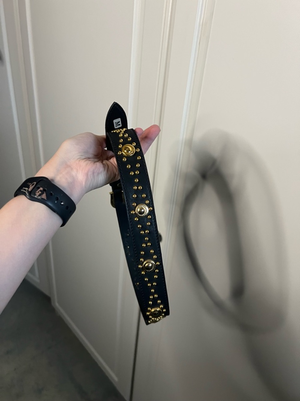 Y2K Western Studded Concho Belt Black Faux Leather Gold Hardware M - Picture 6 of 7